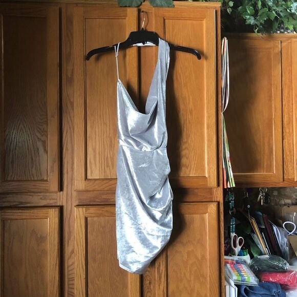 LUCY IN THE SKY Velvet Drape Mini Dress - XS - Picture 5 of 12